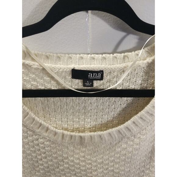 Ana Women's Ivory Textured Knit Pullover Sweater Size Large Neutral - Picture 2 of 7